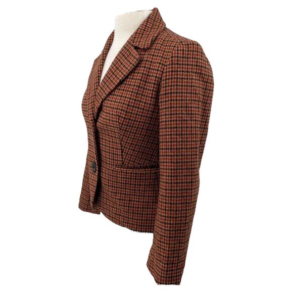 2000s Talbots Wool Houndstooth Blazer Size 6 – Brown Black Tailored - Picture 4 of 11